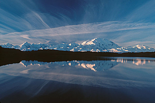 山,麦金利山,反射,德纳里峰,德纳里峰国家公园,阿拉斯加,美国