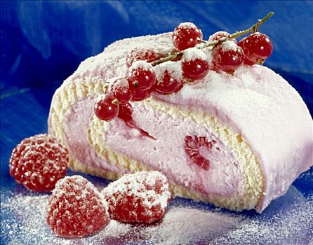 冰冻,树莓,红浆果,带馅肉卷