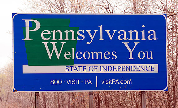 宾夕法尼亚,欢迎标志,东海岸,公路,州际,标识