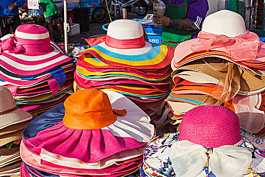 泰国,曼谷,市场,彩色,女性,帽子