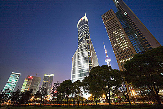 摩天大楼,夜晚,浦东,上海,中国