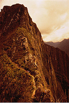 悬崖,道路,马丘比丘,秘鲁