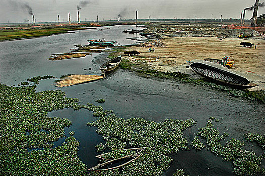 河,近郊,达卡,城市,孟加拉,四月,2008年