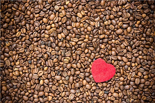 红色,心形,咖啡豆,背景