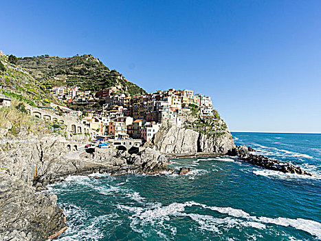 岩石海岸,风景,乡村,马纳罗拉,五渔村,利古里亚,意大利,欧洲