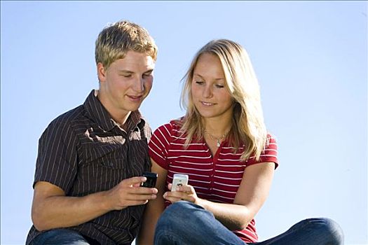 年轻,情侣,手机
