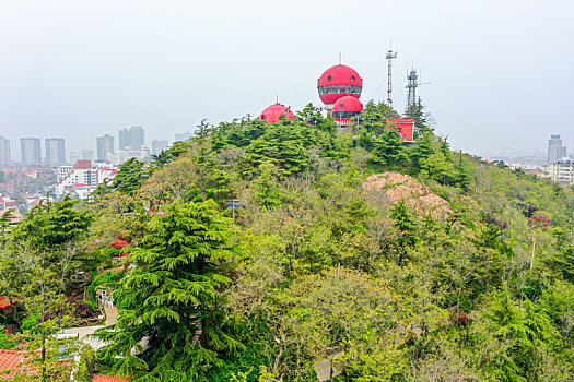 航拍山东青岛信号山公园