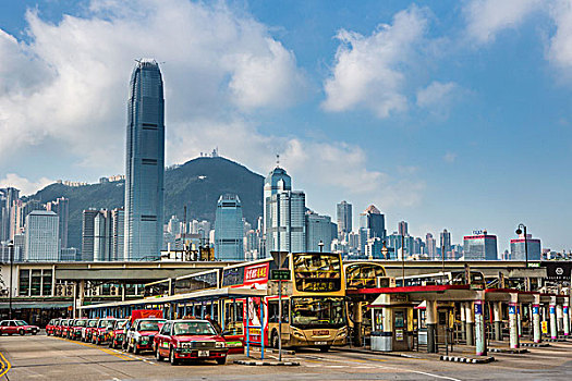 香港,城市,九龙,地区,星,渡轮,公交车站