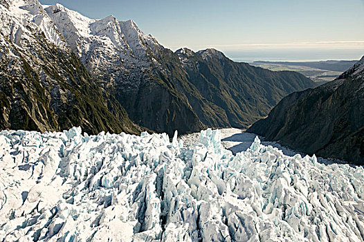 缝隙,冰河,西海岸,南岛,新西兰,俯视