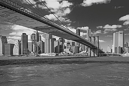 城市,布鲁克林大桥,摩天大楼,纽约,美国