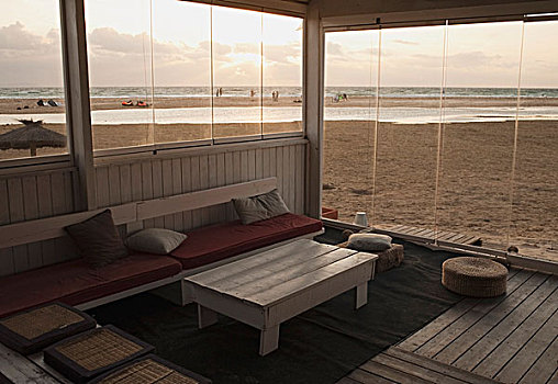 房间,窗户,海滩