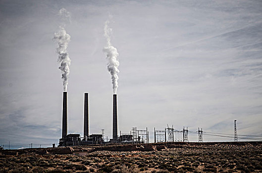 煤,电厂,纳瓦霍,发电厂,亚利桑那,美国,电能,污染