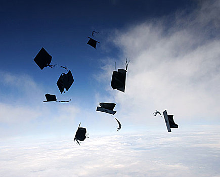 学位帽,空中,毕业