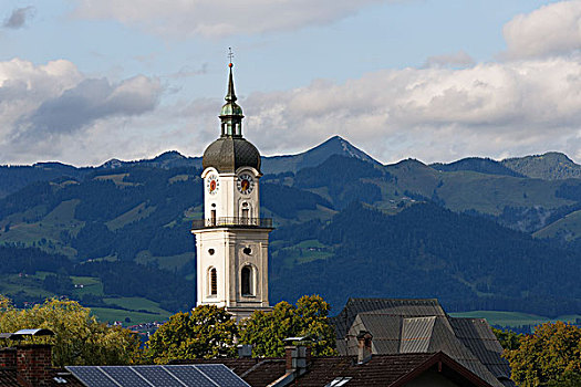 教区教堂,神圣,十字架,旅店,山谷,上巴伐利亚,巴伐利亚,德国,欧洲