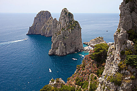 风景,法拉利尼,石头,南海岸,卡普里岛,那不勒斯湾,坎帕尼亚区,区域,意大利,欧洲