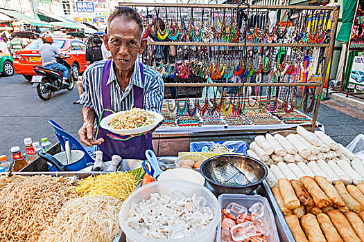 泰国,曼谷,道路,摊贩