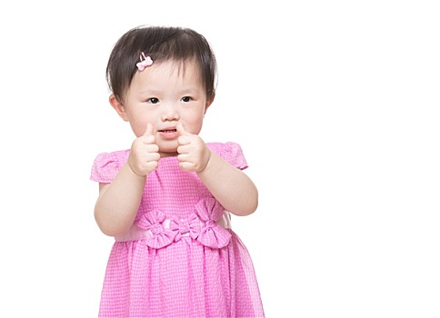 亚洲,小女孩,两个,手指,接触,一起