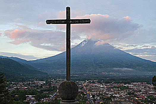 十字架,水,安提瓜岛,萨卡特佩克斯,危地马拉