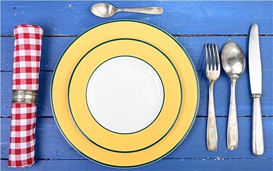 盘子,银质餐具,老,桌子