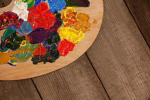 调色板,多,彩色,木桌子