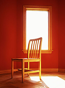 木椅,窗户,红色,房间