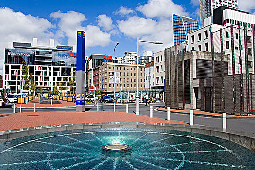 喷泉,运输,中心,中央商务区,奥克兰,北岛,新西兰