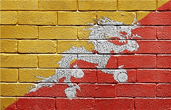 旗帜,不丹,涂绘,低劣,砖墙