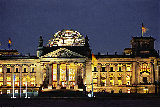 德国国会大厦,黄昏,柏林,德国