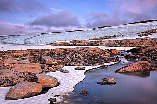 融化,冰河,靠近,顶峰,国家公园,诺尔兰郡,挪威,斯堪的纳维亚,欧洲