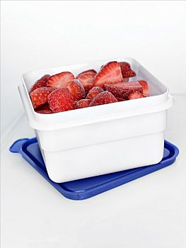 冰冻,草莓,塑料盒