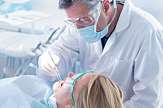 牙医,检查,牙齿,手术口罩,手套