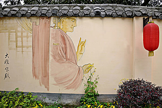 磁器口古镇磁正街民俗文化长廊壁画,大雄宝殿