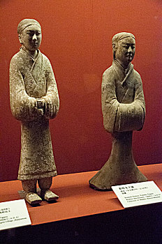 西安博物馆文物藏品男女立俑