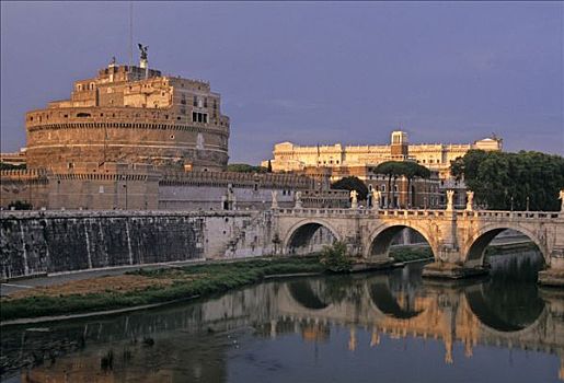 城堡,桥,法庭,背影,罗马,意大利