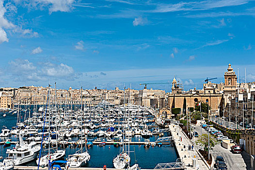 游艇,码头,岸边,港口,溪流,马耳他,海事博物馆,教堂,欧洲