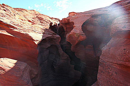 红砂岩,岩石,纹理,羚羊峡谷,亚利桑那州,北美洲,美国,风景,阳光,日出,蓝天,全景,文化,景点,旅游