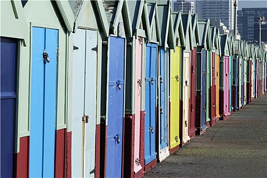 海滩小屋,布莱顿,海边,英格兰