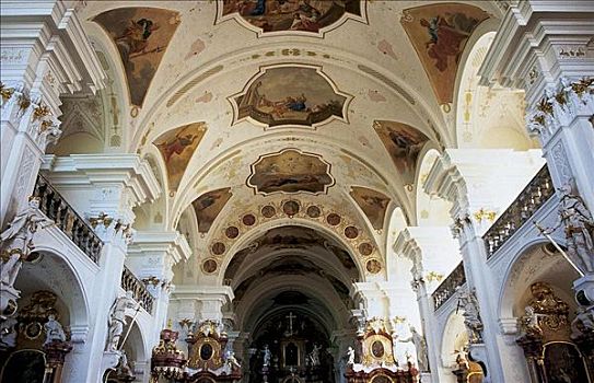 教堂,天花板,寺院,黑森林地区,巴登符腾堡,德国,欧洲