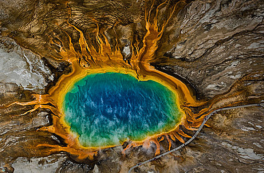 色彩折射,一个,生动,热,特征,黄石国家公园,怀俄明,美国