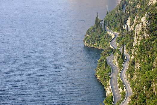 道路,加爾達,海岸,倫巴第,意大利