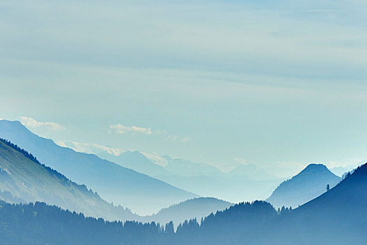 雾气,上方,山脉,隆河阿尔卑斯山省,法国