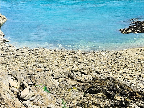 石头,海滩,英吉利海峡,布列塔尼半岛