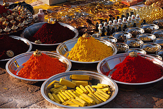 仪式,赭色,粉末,印度