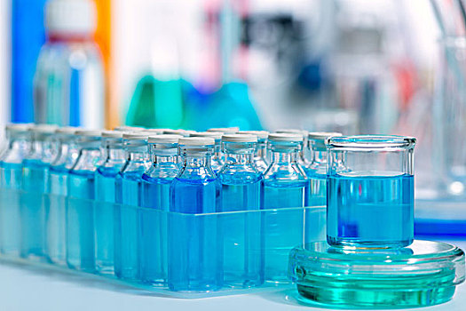 化学品,科学,实验室,试管,蓝色,玻璃瓶