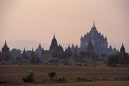 缅甸,异教,庙宇,世纪,晚间