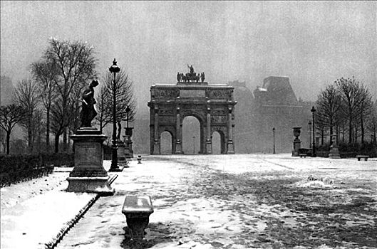 雪,旋转木马,拱形,巴黎,艺术家