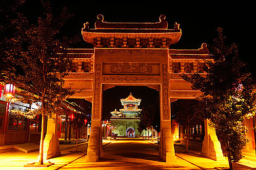 秦皇岛山海关古城夜景