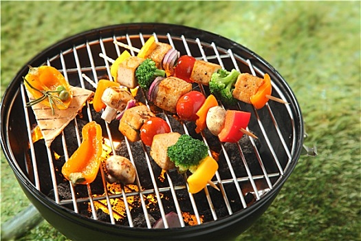 豆腐,烤串,彩色,新鲜,蔬菜