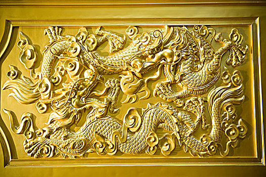中国,金色,龙,墙壁