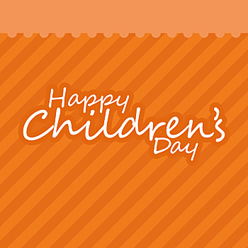儿童节,橙色背景,文字